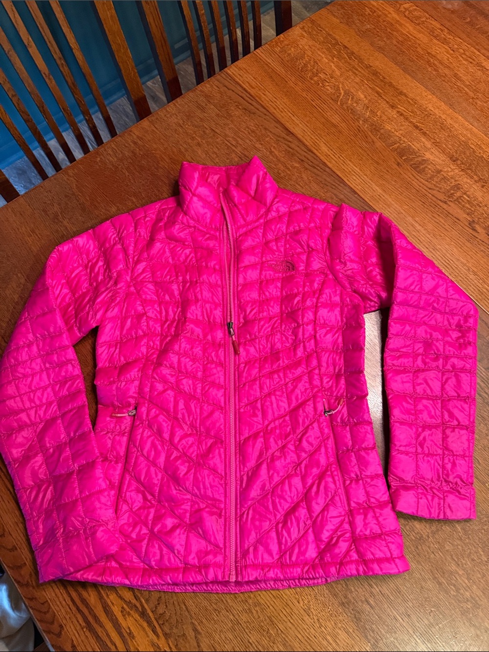The North Face Woman’s Bright Pink Quilted Puffer Jacket